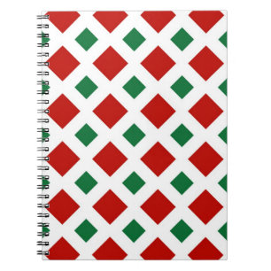 Carnet Diamants rouges et verts sur blanc