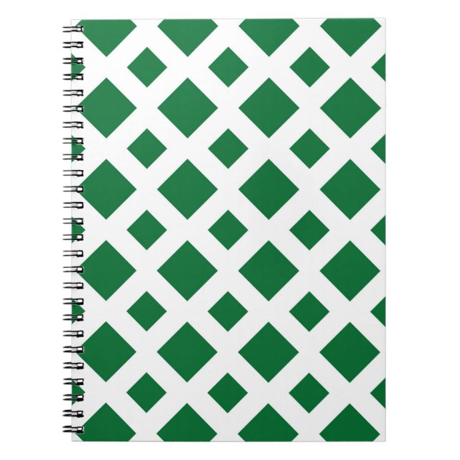 Carnet Diamants verts sur blanc (Devant)