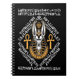 Carnet Dieu égyptien Anubis Ankh Egypte Hiéroglyphes