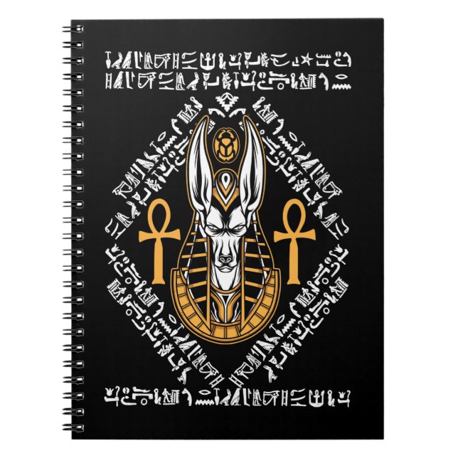 Carnet Dieu égyptien Anubis Ankh Egypte Hiéroglyphes (Devant)