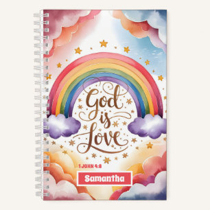 Carnet Dieu est Amour personnalisé Enfant Chrétien Boho