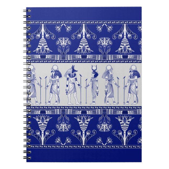 Carnet Dieux égyptiens et frontière ornementale - gris bl (Devant)