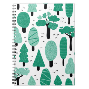 Carnet Différents types d'arbres sans couture motif vint