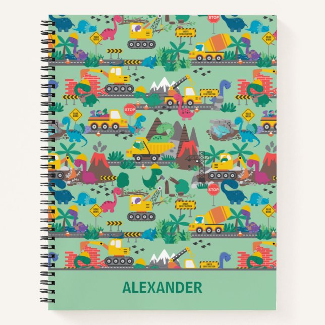 Carnet Dinosaur enfants de construction personnalisée (Devant)