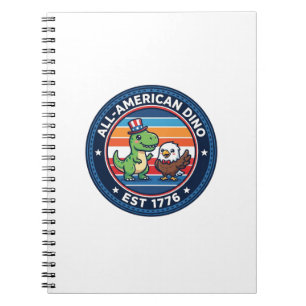 Carnet Dinosaur Kawaii Patriotique Tout Américain DINO ES