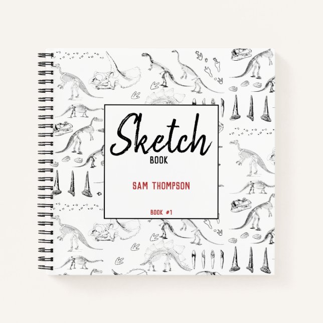 Carnet Dinosaure Fossil Bones Motif Sketbook pour enfants (Devant)