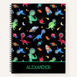 Carnet Dinosaures à l'aquarelle astronautes dans l'espace