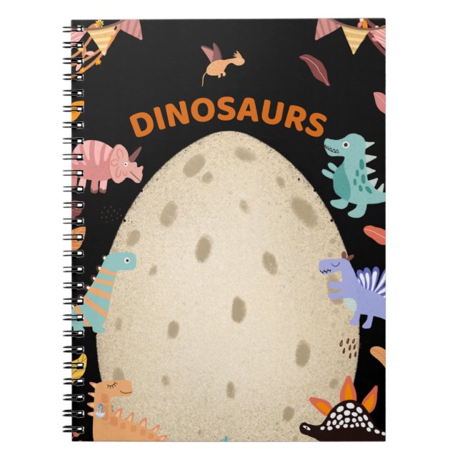 Carnet Dinosaures d'aquarelle adorable avec gros Oeuf Din (Devant)