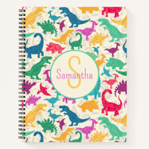 Carnet Dinosaures Silhouettes Filles Floral Féminin