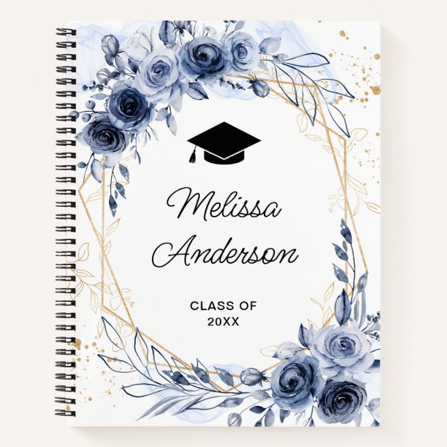 Carnet Diplômé de la Marine Blue Flowers (Devant)
