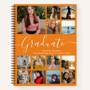 Carnet Diplômé Photo Collage Graduation Orange