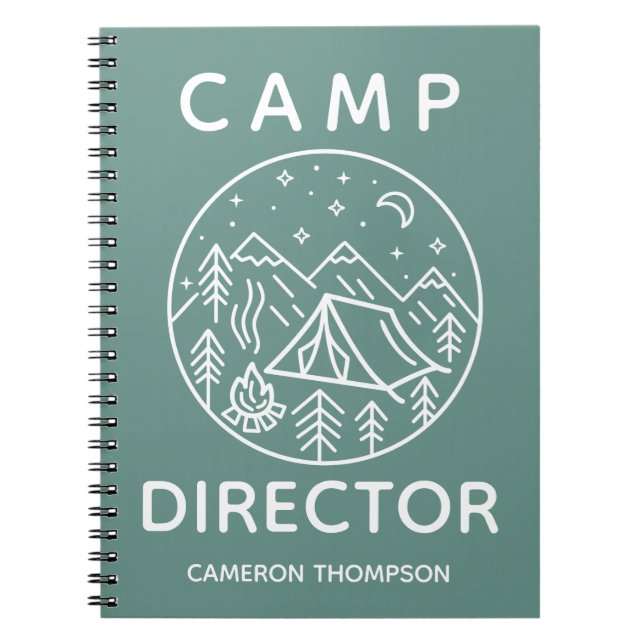Carnet Directeur du camp d'été personnalisé vert (Devant)