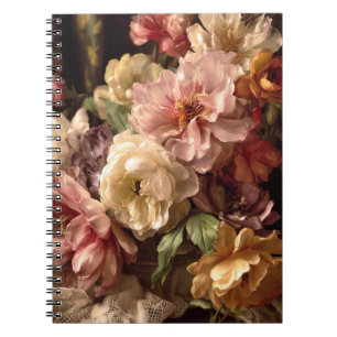 Carnet Disposition vintage de pivoine printanière vibrant