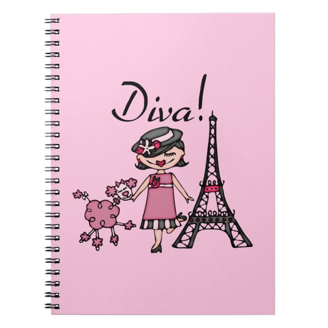 Carnet Diva de cheveux noirs (Devant)