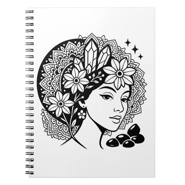 Carnet Divine Feminine Mandala Art Floral Crystal Goddess (Devant)