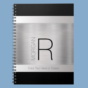 Carnet do-it-yourself Nom du monogramme, Texte gris noir,