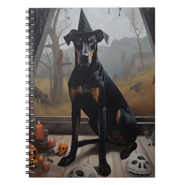 Carnet Doberman Citrouille Halloween effroi (Devant)