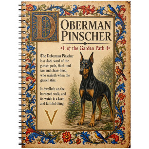 Carnet Doberman Pinscher, Art du Bestiaire Médiéval