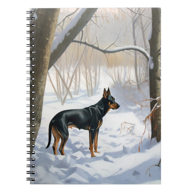 Carnet Doberman Pinscher Laisser Neige Noël (Devant)