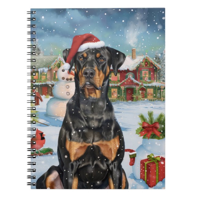 Carnet Doberman Winter Wonderland Christmas Joy (Devant)