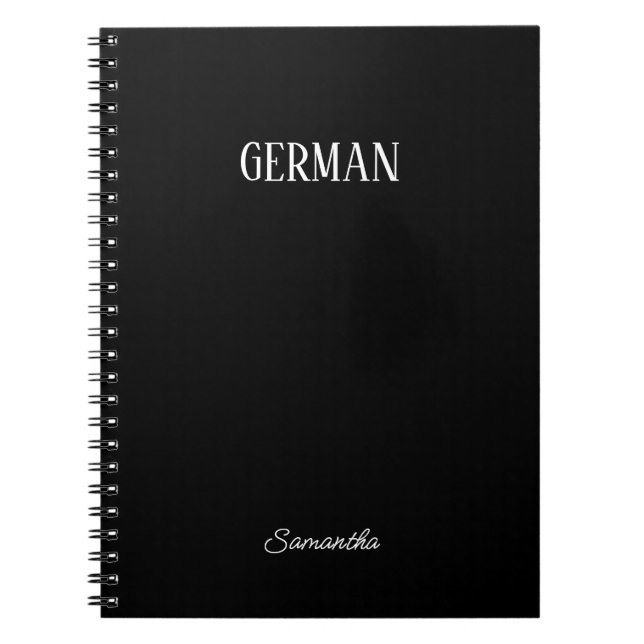 Carnet d'objet personnalisé noir allemand (Devant)