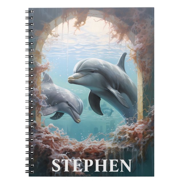 Carnet Dolphin Peeking Personnalisé (Devant)