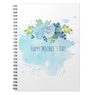 Carnet Dons de jour des mères Moderne Dusty Blue Flowers 