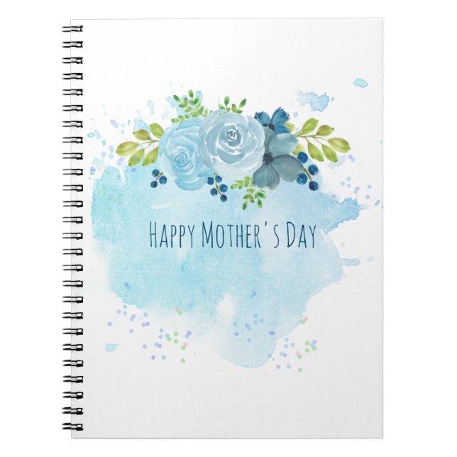 Carnet Dons de jour des mères Moderne Dusty Blue Flowers  (Devant)