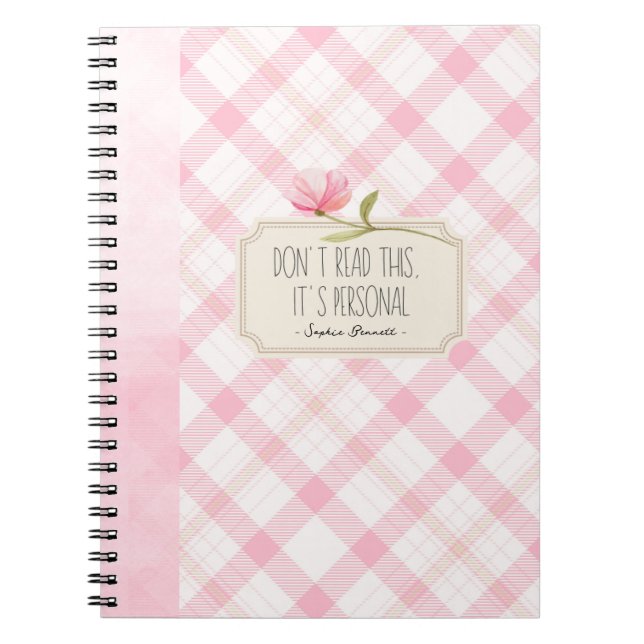Carnet Don't Read This, It's Personal – Cute Pink Floral (Devant)