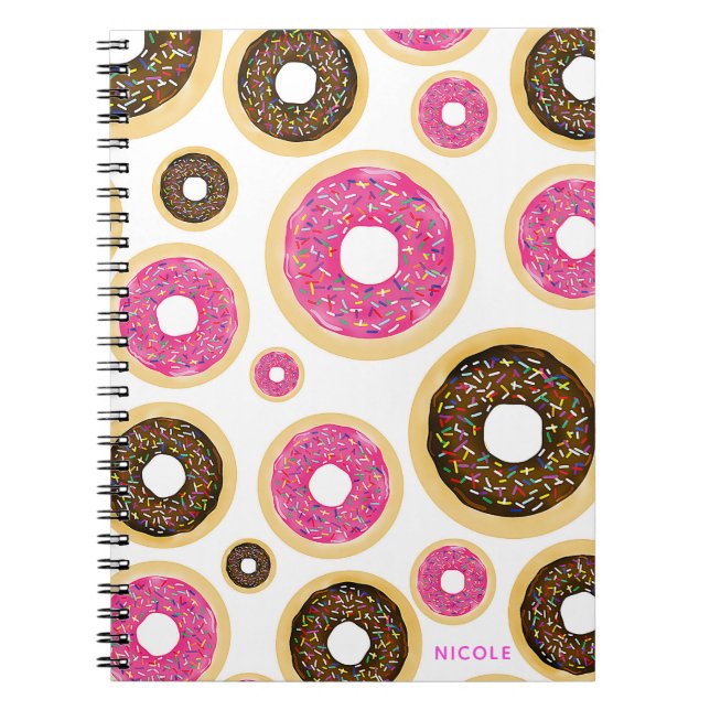 Carnet Donuts aux paillettes roses et bruns, amusement mo (Devant)