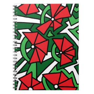 Carnet Doodle Art aux fleurs rouges