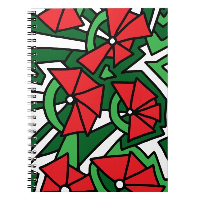 Carnet Doodle Art aux fleurs rouges (Devant)