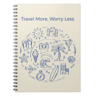 Carnet Doodle de voyage d'été bleu dessiné à la main