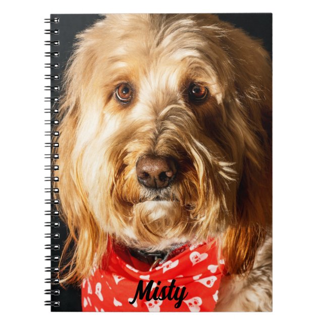 Carnet Doodle doré personnalisé Chien chiot (Devant)
