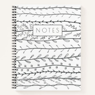 Carnet Doodle Vines Botanique noir et blanc