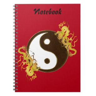 Carnet d'or de Yin Yang de dragon