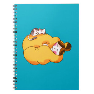 Carnet Dormir la fille avec chat confortable