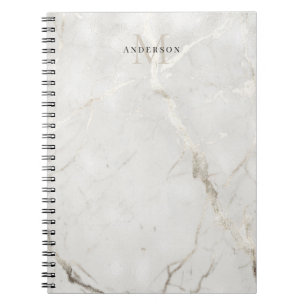 Carnet double monogramme en marbre perlé