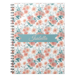 Carnet Douce Florale Rose Pâle de Printemps Personnalisée
