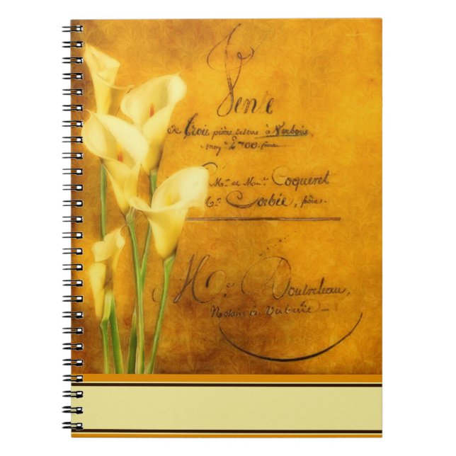 Carnet Douces callas dorées (Devant)