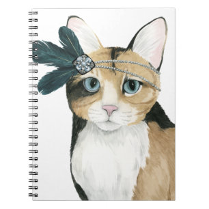 Carnet Downton Cat   Bejeweled With Feathers