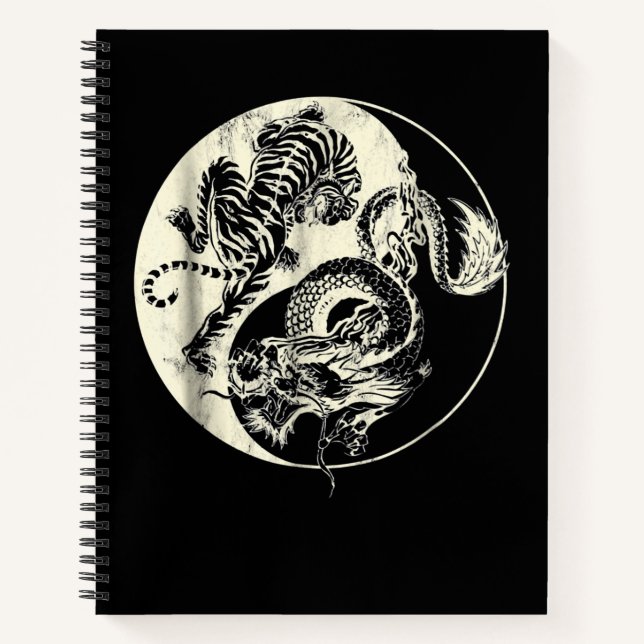 Carnet Dragon Avec Tiger Tattoo YIN Et Yang Beast Combatt (Devant)