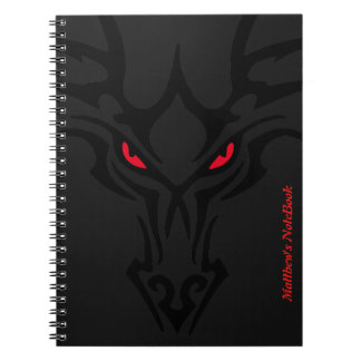 Carnet Dragon Black Dark Scary Red Glower Eyes nom