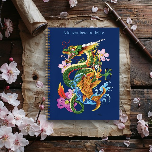 Carnet Dragon chinois vert Koi (Créateur téléchargé)