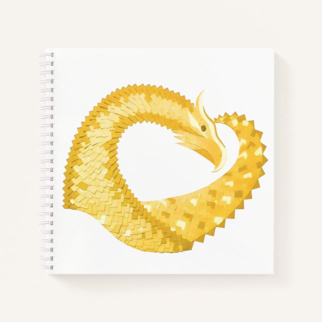 Carnet Dragon de coeur jaune sur blanc (Devant)