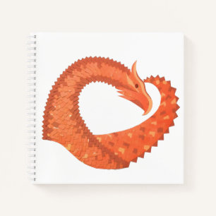 Carnet Dragon de coeur orange sur blanc