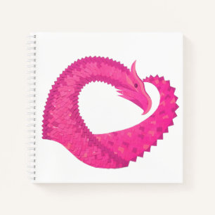 Carnet Dragon de coeur rose chaud sur blanc