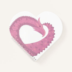 Carnet Dragon de coeur rose sur blanc