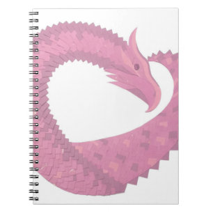 Carnet Dragon de coeur rose sur blanc