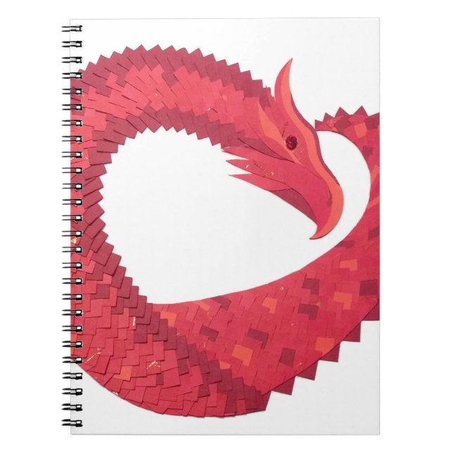 Carnet Dragon de coeur rouge en blanc (Devant)
